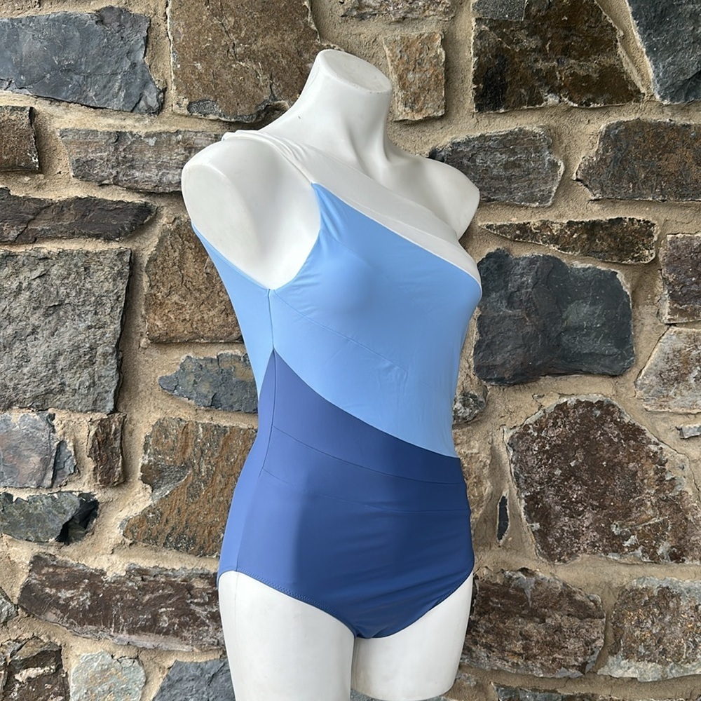 Summersalt The Sidestroke One-Shoulder Women's Swimsuit in Blue/White size 10 - Picture 5 of 12